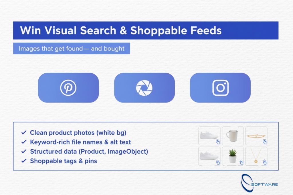 e-commerce content strategy infographic for visual search and shoppable content optimisation
